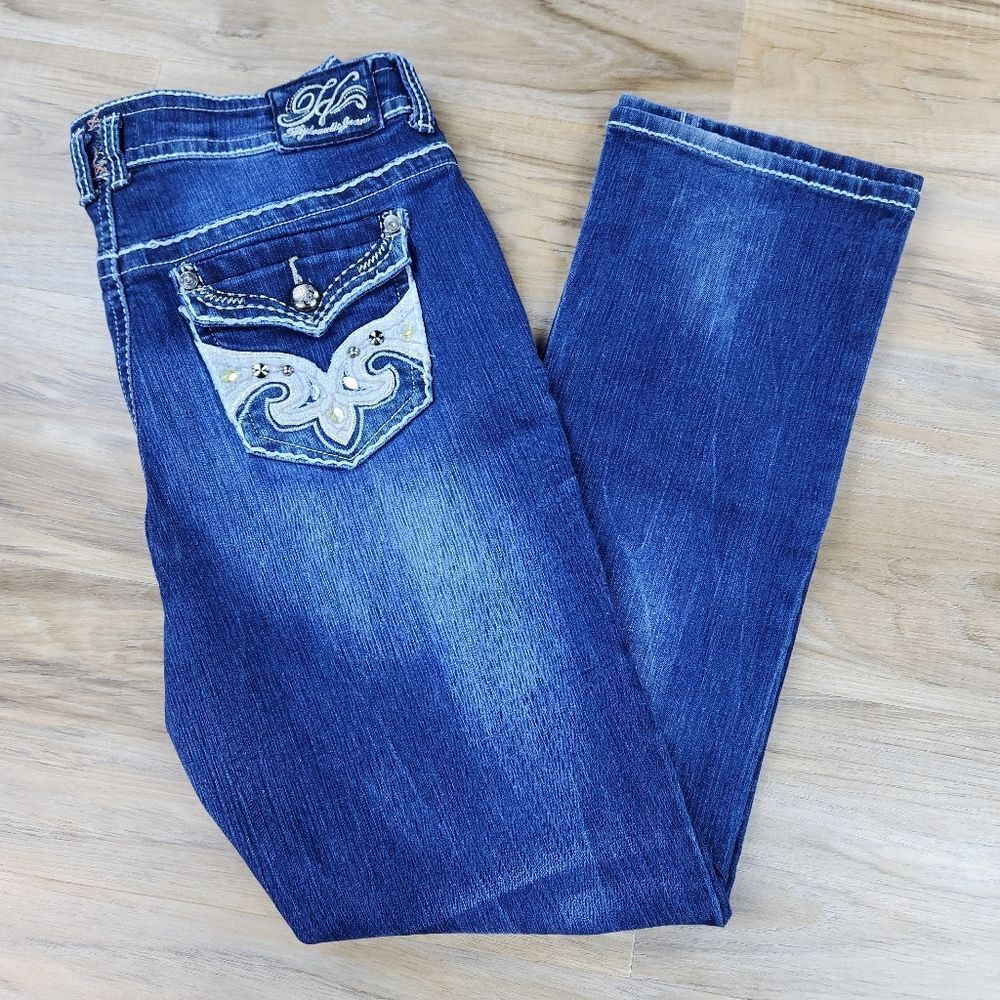 💇‍♀️Hydraulic Blue Bailey Embroidered Button Pocket Jeans Size 18